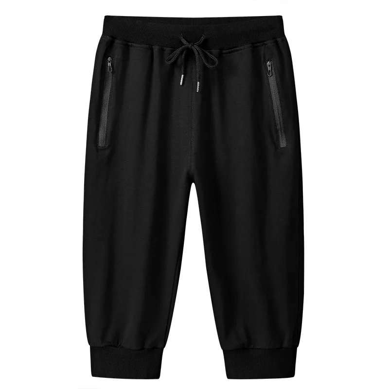 

Solid Shorts Zipper Capris Pants Cotton 2021 Summer Men's Casual Sport Pants Loose Male Streetwear Fashion Comfortable Trousers