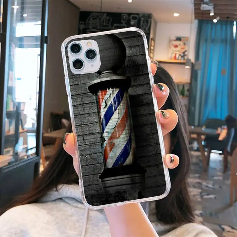 

Barber Shop Hair Stylist tools Phone Case Transparent for iPhone 6 7 8 11 12 s mini pro X XS XR MAX Plus