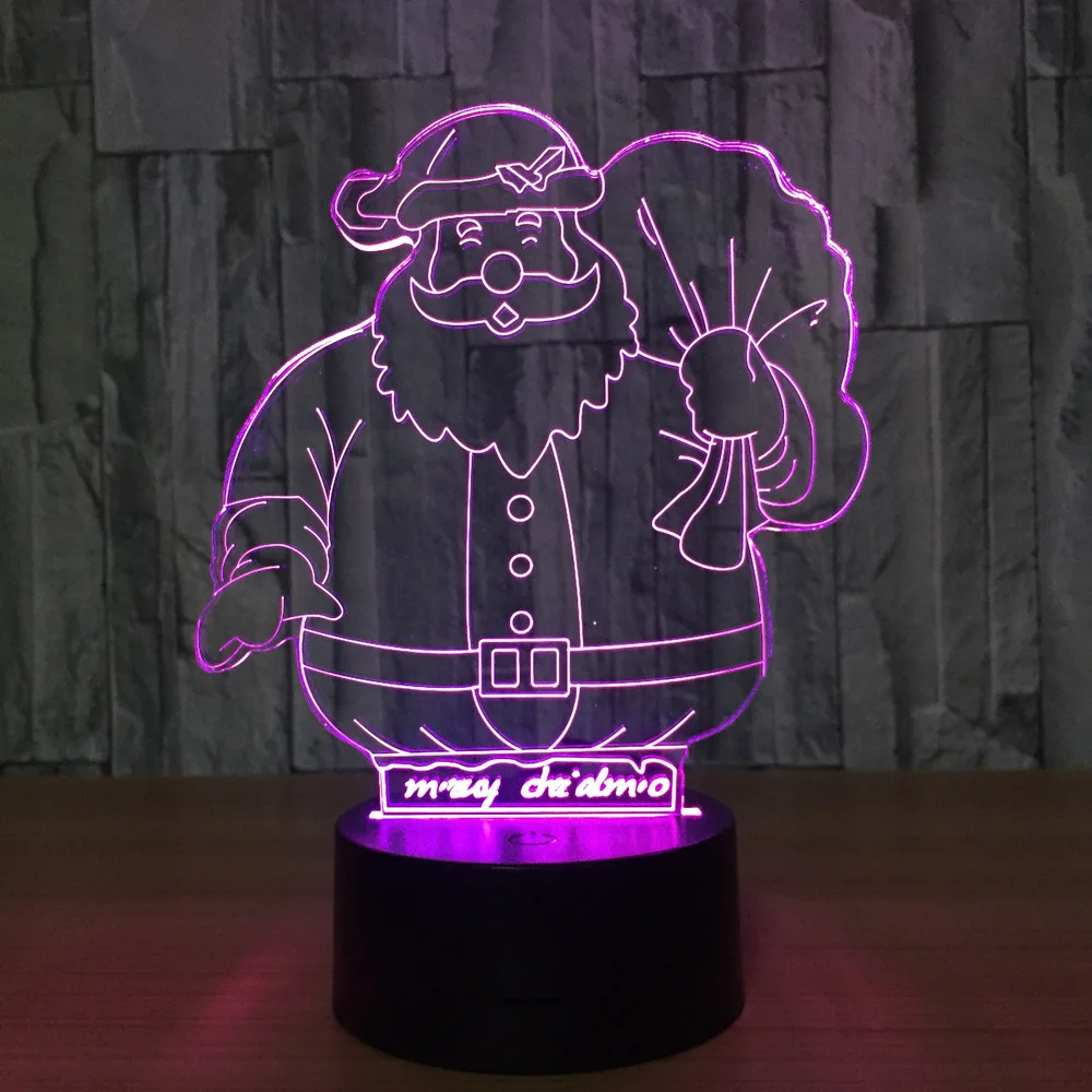 

Cute Santa Claus 7 Color Lamp 3D Visual Led Night Lights For Kids Touch Usb Table Lampara Lamp Baby Sleeping Nightlight Gift