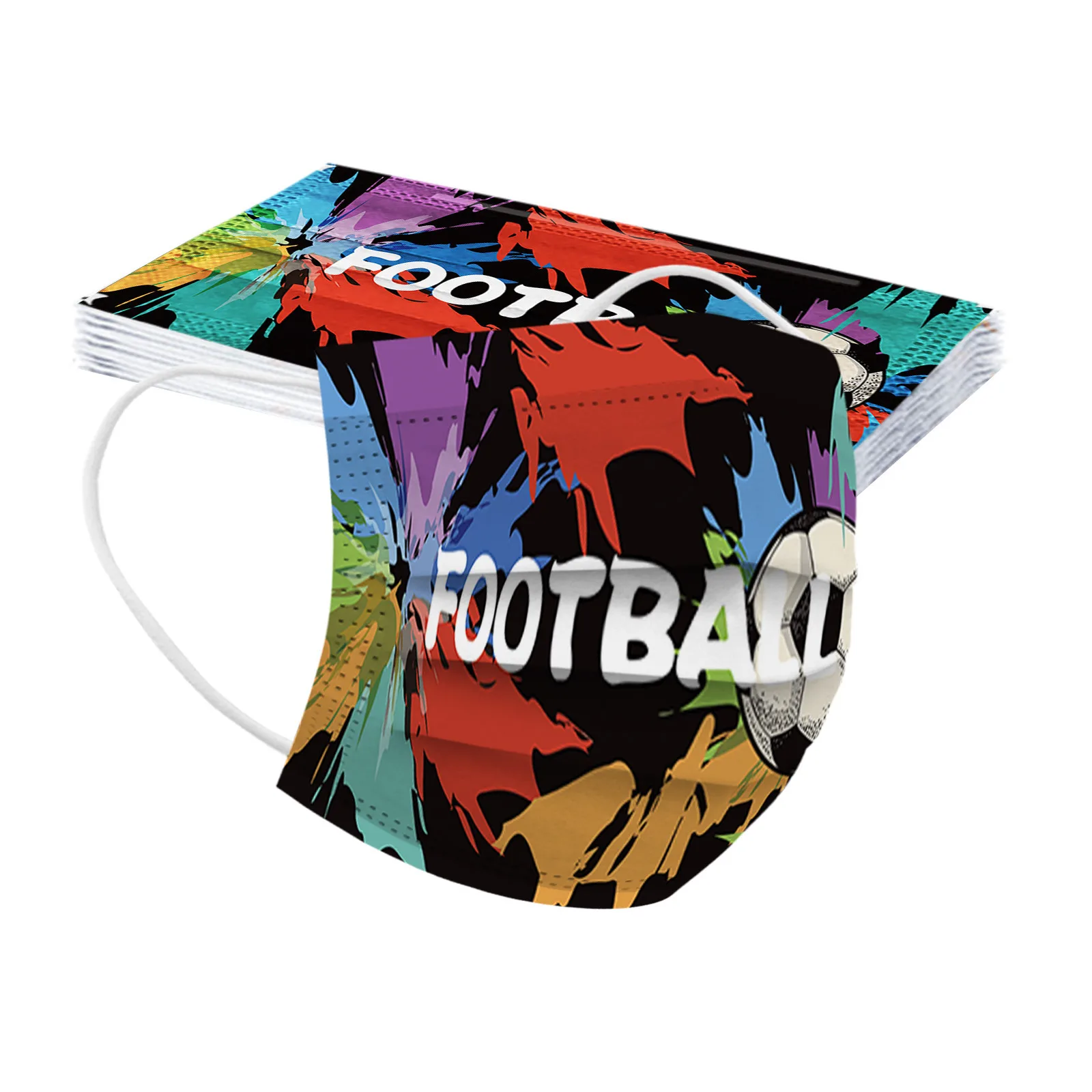 Mixed 50pc Face Masks Adult Women Man European Football Cup Disposable Mouth Mask 3ply Ear Loop Cartoon Mascarill | Красота и