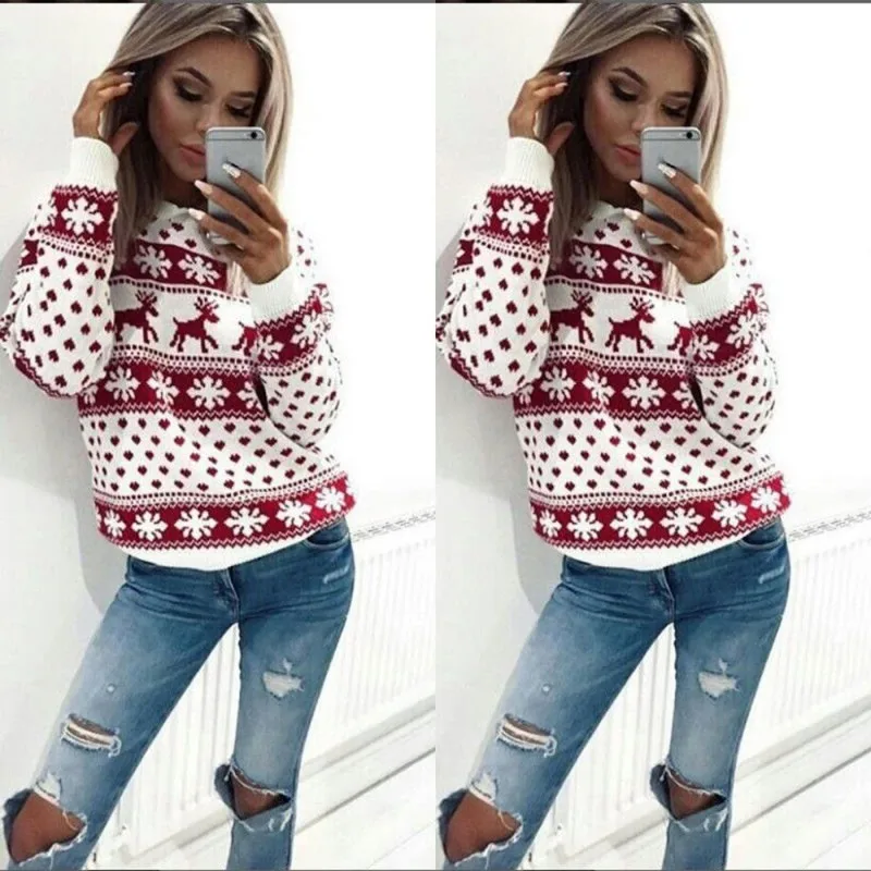 

2018 Women Lady Jumper Sweater Pullover Tops Coat Christmas Winter Womens Ladies Warm Brief Sweaters Clothing