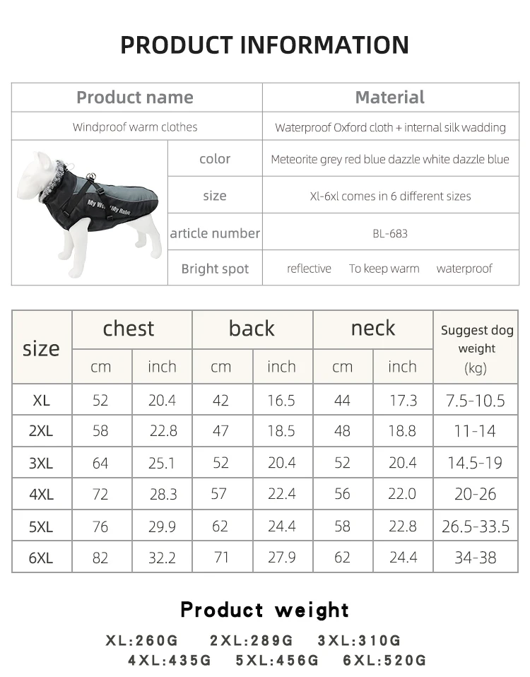 Winter Coat Waterproof Windproof Dog Jacket with Harness &amp Furry Collar Warm Clothes Outdoor Vest Reflective Strips | Дом и сад