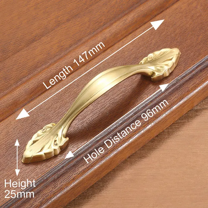 Handle-T1104-96 KAK медные латунные ручки шкафа для двери кухонного шкафа ручки для выдвижных ящиков Европейское винтажное Золотое оборудование для обработки мебели - Цвет: Handle-T1104-96