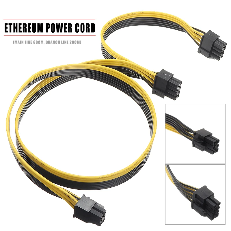 

For Computer 1pc PCI-E 6Pin to Dual 6+2Pin Power Cable Extension Splitter Durable 18AWG Copper Wire Pohiks