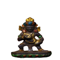 early collection of carved painted black god of wealth statue