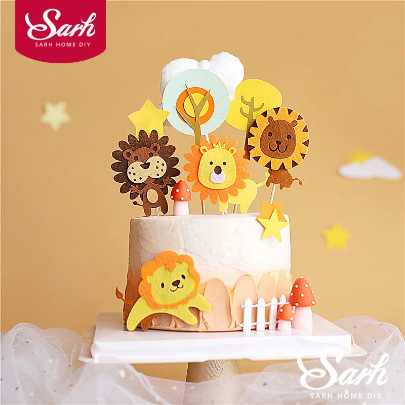 Шарик для волос войлок дерево льва торт Топпер гриб глина львы украшение дня рождения вечеринки свадьбы