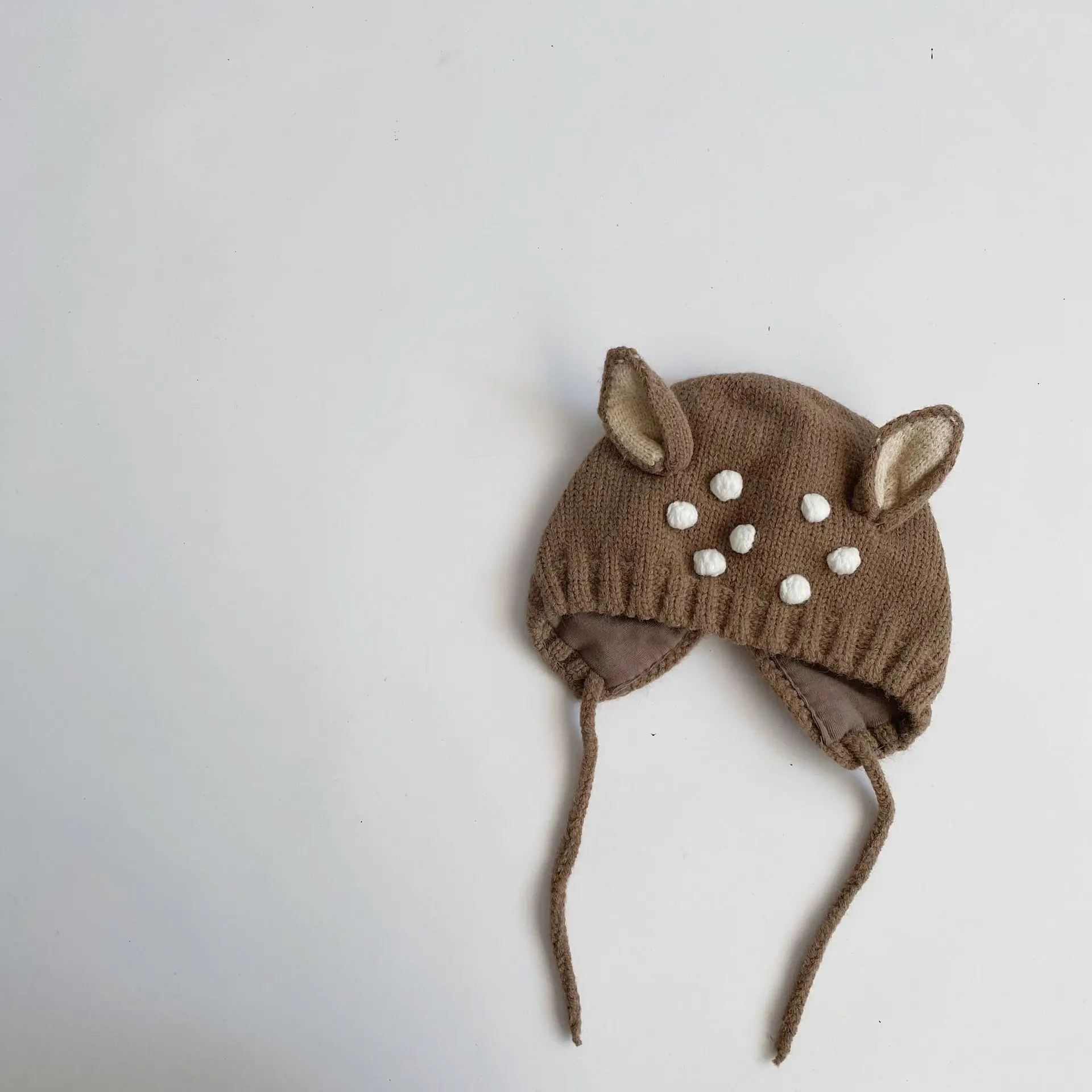 Милая детская шапка с оленями и зимняя теплая плюшевая Вязаная Детская