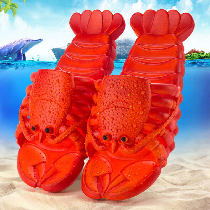 

Lobster Slippers Women Funny Animal Summer Slippers Cute Beach Shower Casual Shoes Women Unisex Large Size Soft Slippers