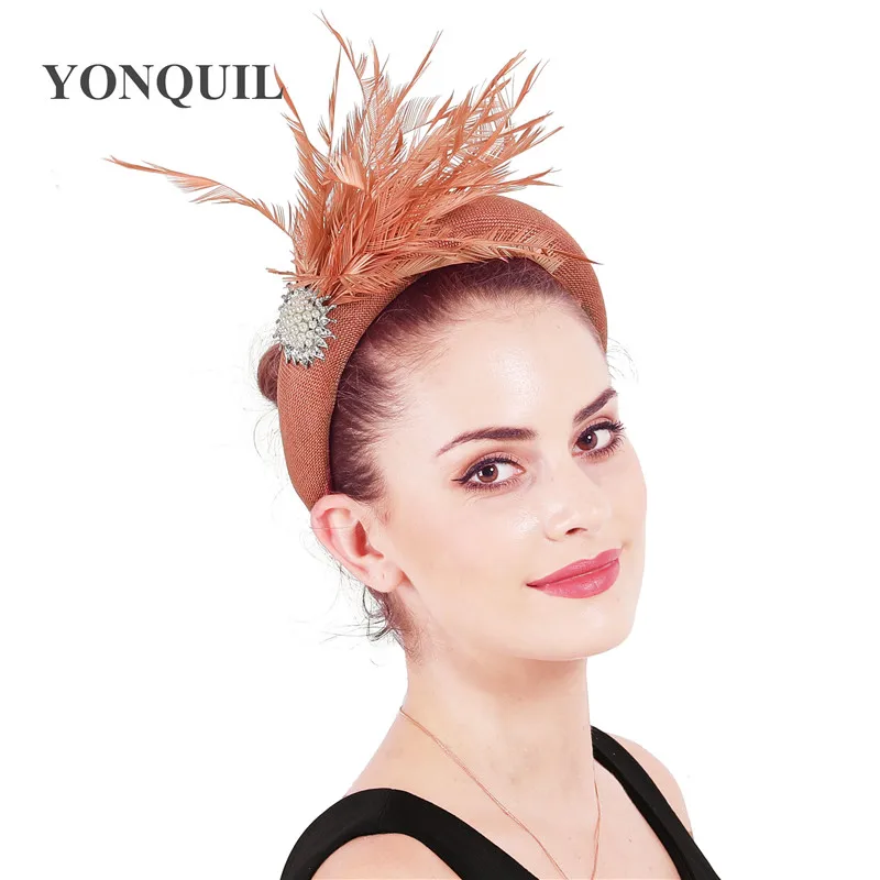 Повязка на голову женская Вуалетка в виде лебедя маскарада с темно-персиковыми