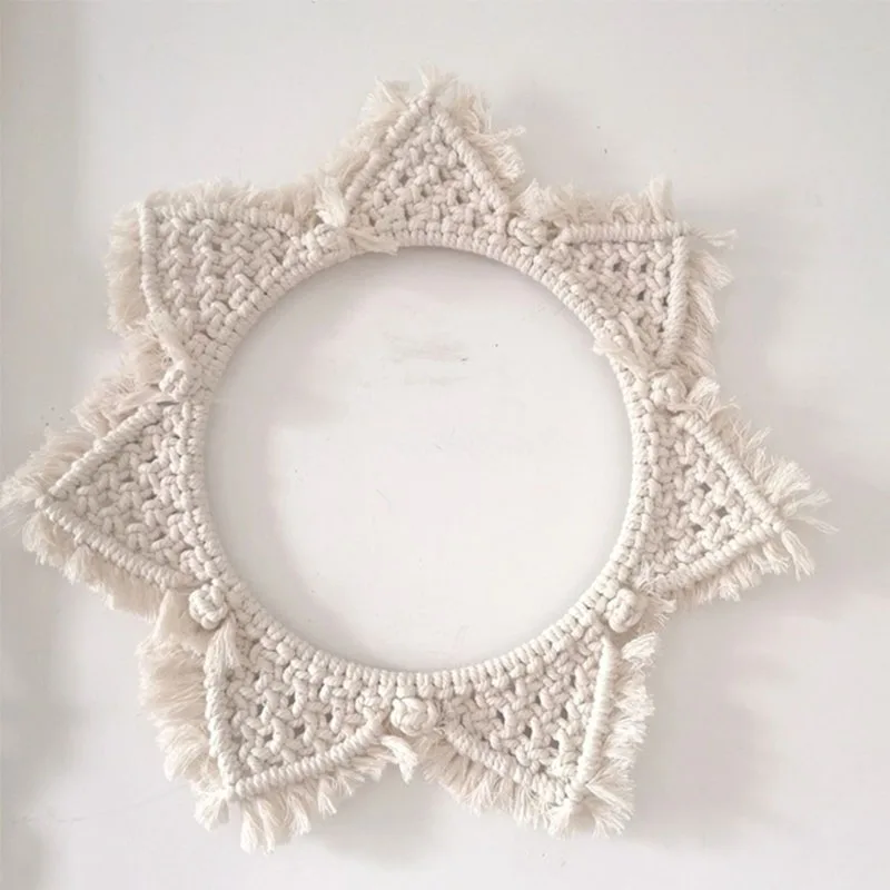

Handmade Macrame Mirror Tapestry Makeup Mirror Compact Bohemia Decoration Home Bedroom Decorative Mirrors Wall Mirrors T669