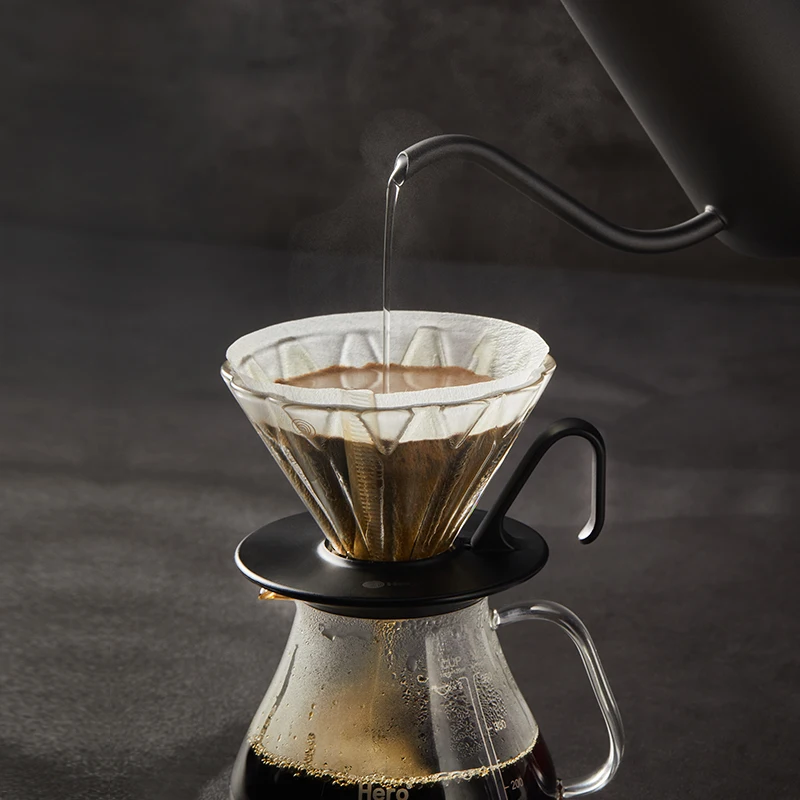 

Rhombus Filiter Cup 3.3MM Thick Glass PC Handle Bottom Drop Tea Coffee Cup 12 Ridge Design Coffee Extraction Tool For Filiter