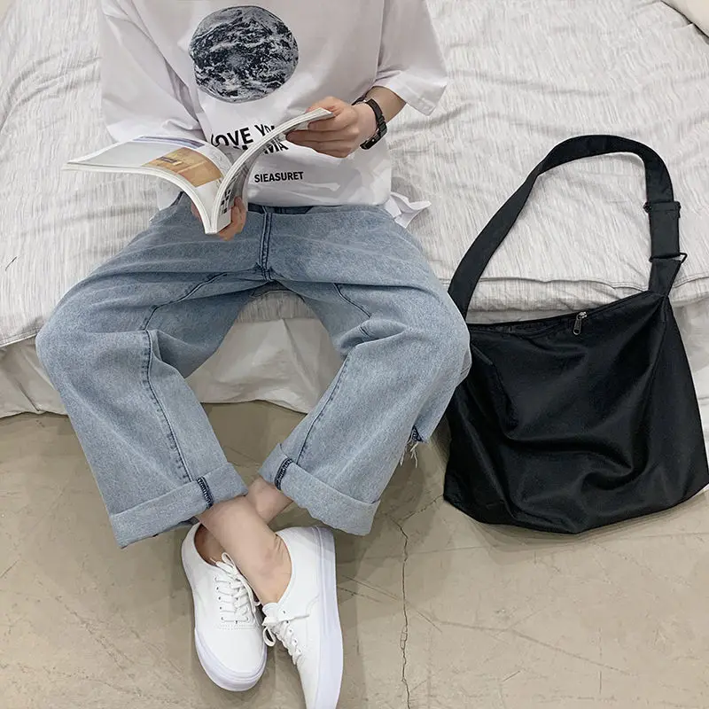 

Jeans Women Vintage High Waist 2020 Summer Straight Ripped Solid Denim Loose Chic Womens Female Bottoms Casual Daily Tide New