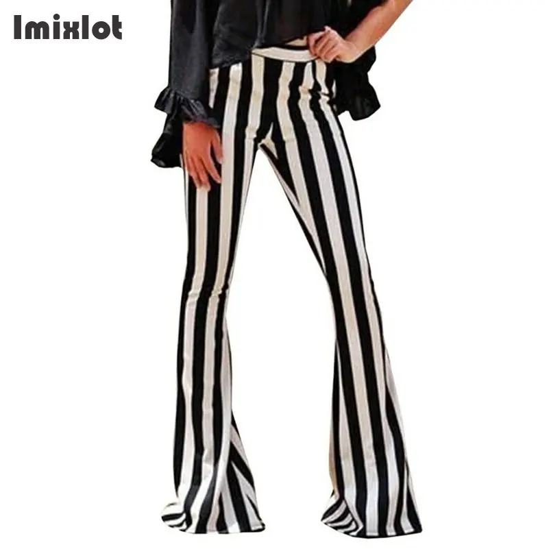 Женские осенние модные вертикальные полосатые широкие брюки с принтом