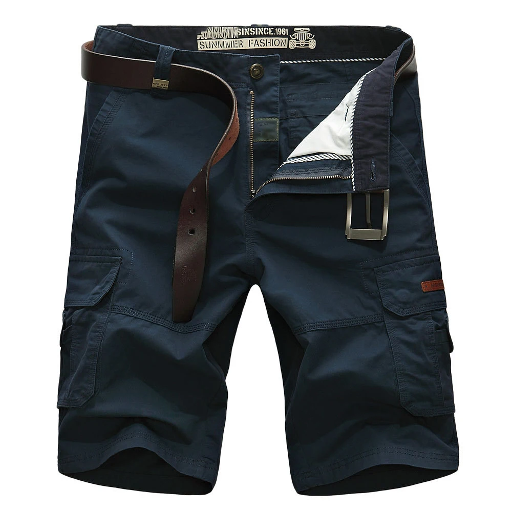 Шорты карго мужские с множеством карманов Брендовые повседневные свободные
