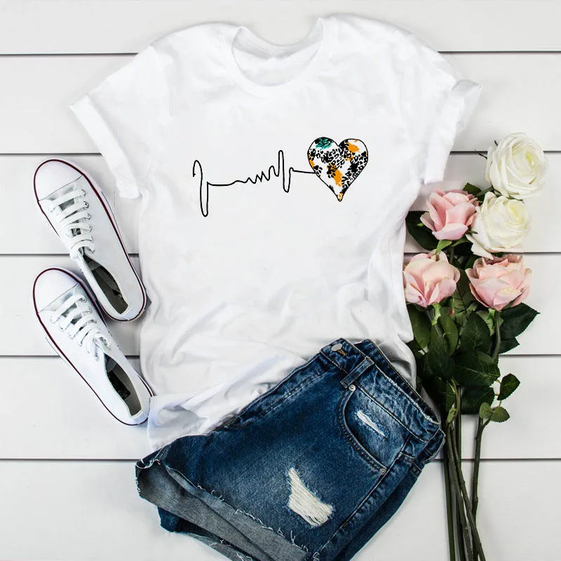 

Women T shirt 2021 Leopard Love Graphic TShirt Woman Tops Streetwear Women Female Casual Short Sleeve Tee Tops PLUS SIZE XXXL
