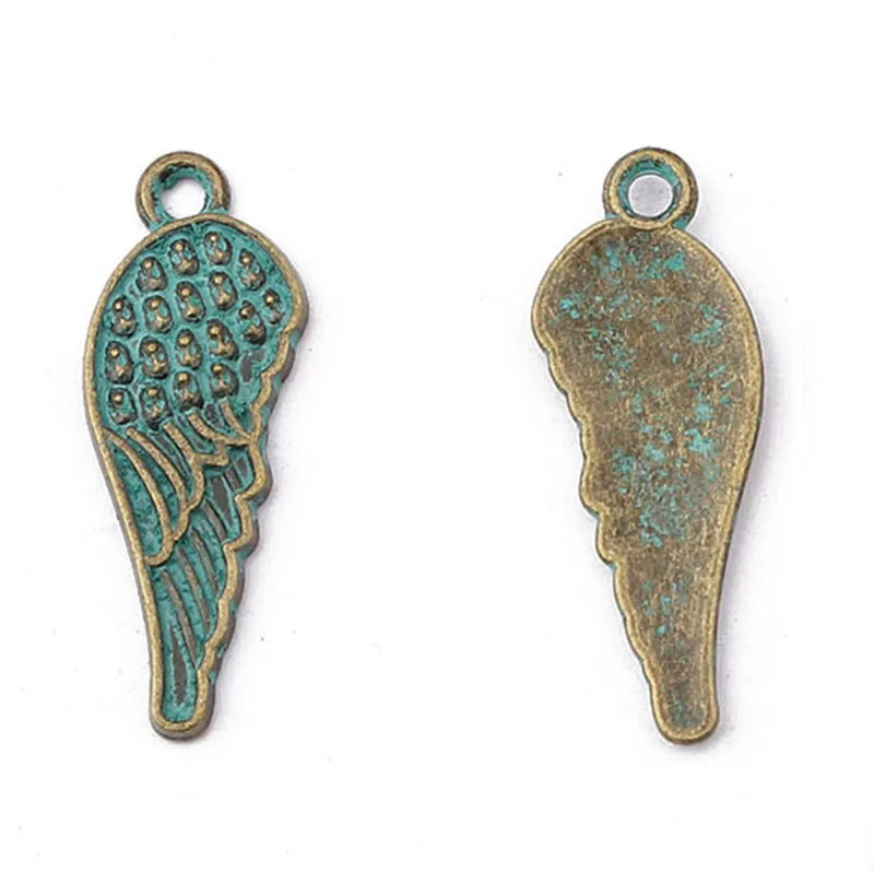 30 шт. антикварные греческие бронзовые перья подвеска Крыло ангела Подвески