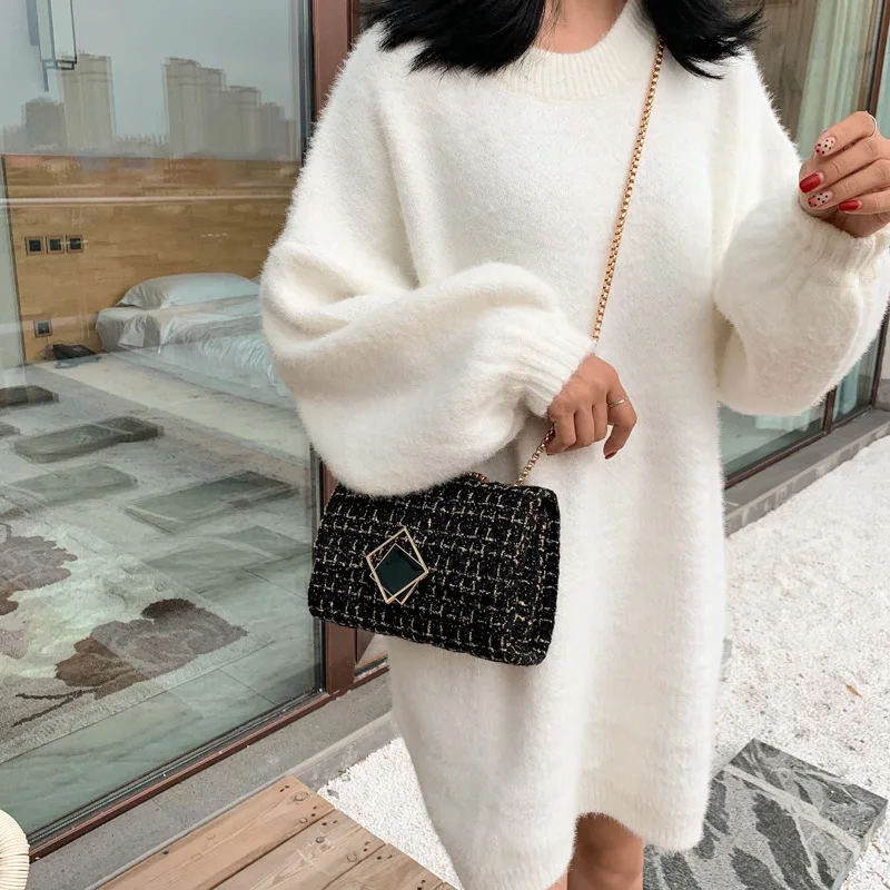 

Ins Super Fire Wool Bag Women's Bag New Tide 2021 Popular Korean Fashion Joker Chain Shoulder Messenger Bag