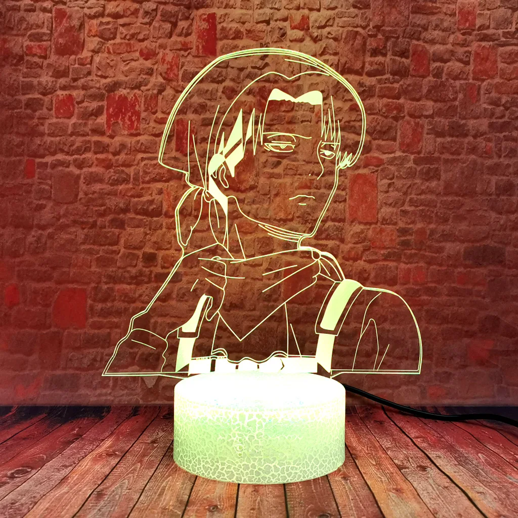 

Модель AOT Levi 3D светодиодный цветной настольный ночник атака на Титанов Манга Аниме Фигурки игрушки