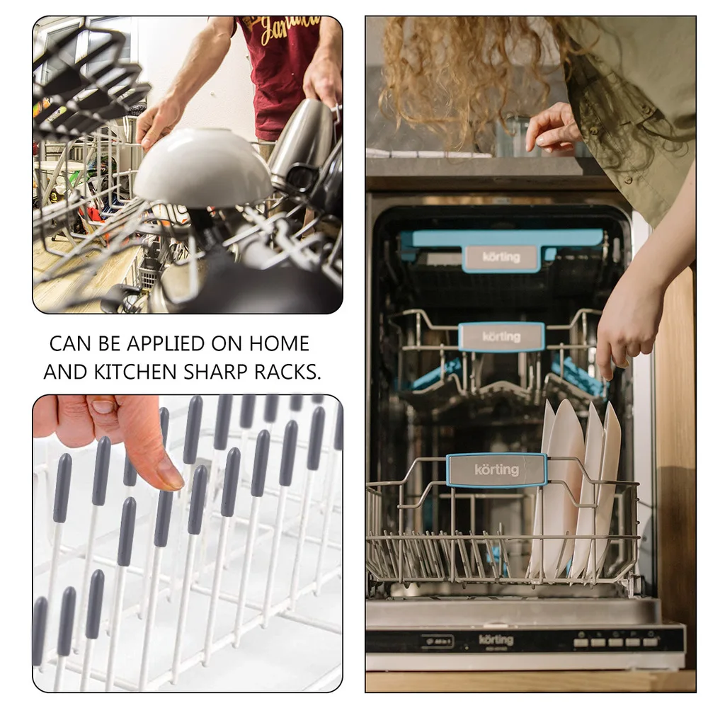 

200PCS Dishwasher Rack Caps Tip Tine Cover Cap Flexible Round End Caps (Grey)