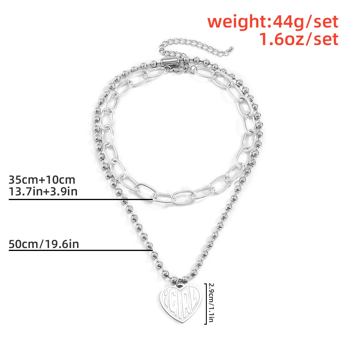 

Sliver Chunky Choker Necklaces Collar Women Thick Chains Big Heart Pendant Necklace Neck Collier Femme Jewelry Party Gifts