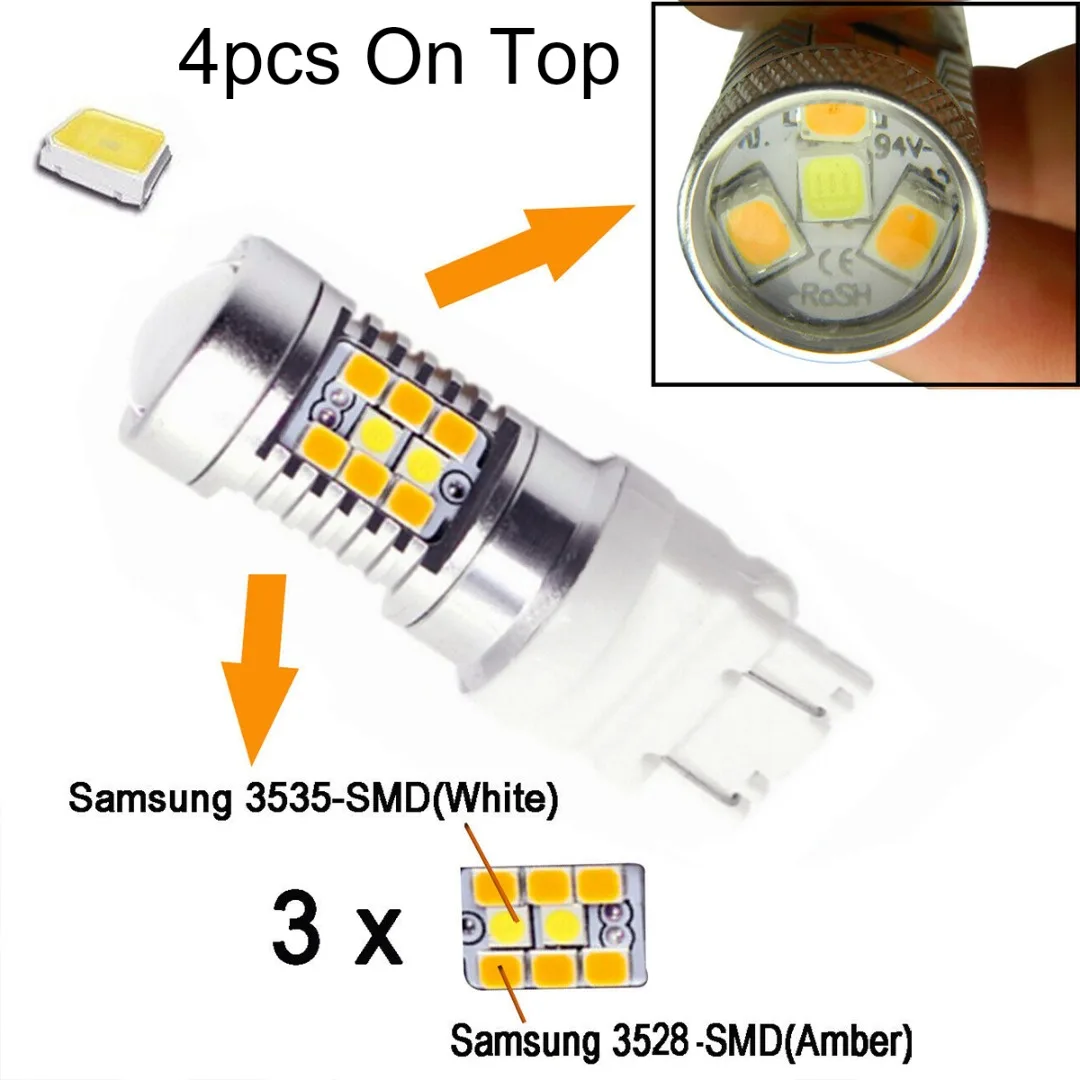 

2pcs 12V Ultra Bright LED Turn Signal Light Bulbs 6000k White Driving 3000k Amber Turning for Chevy Silverado 1500 1999-2013