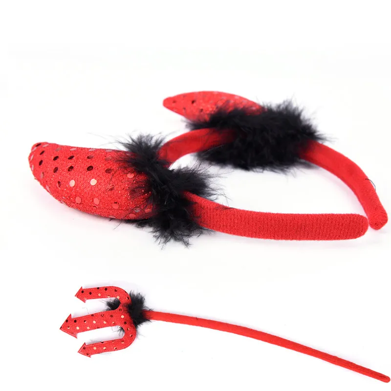 2 шт./компл. красная повязка на голову с дьявольским рогом Хэллоуин карнавал