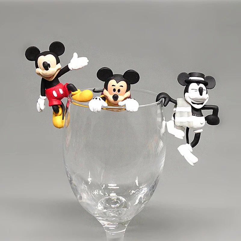Disney 3 шт./лот Микки Маус на краю чашки ПВХ фигурка Игрушечная модель кукла Фигурка