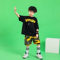 child fashion hip hop clothing loose t shirt top camouflage running casual pants for girls boys jazz dance costume clothes wear
