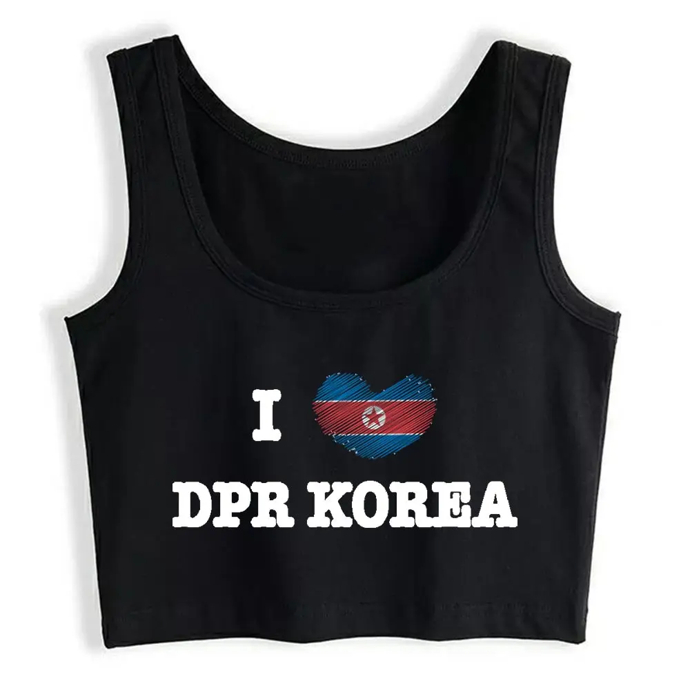 Укороченный Женский Топ I Love Dpr Корея Северная дизайн Harajuku женские топы с принтом |