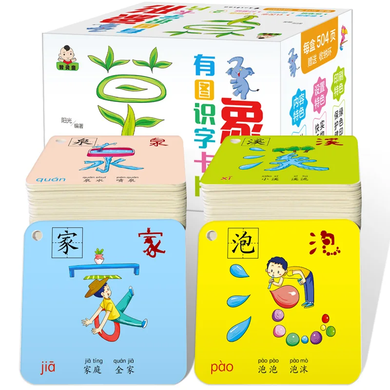 

Easy to Learn Chinese Character Hanzi Cards Pictographic literacy pinyin Chinese vocabulary book for kids,252 sheets,size :8*8cm