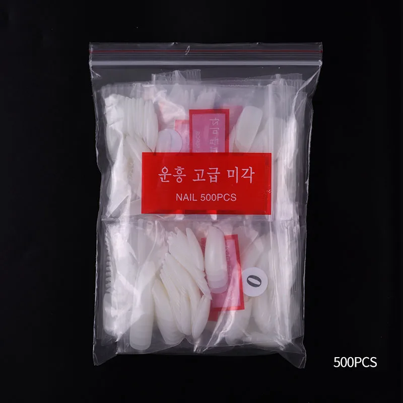 

500 Pcs /Bag Oblique Lipstick False Nails French Milky white transparent French Nail Art Artificial Fake Acrylic Manicure