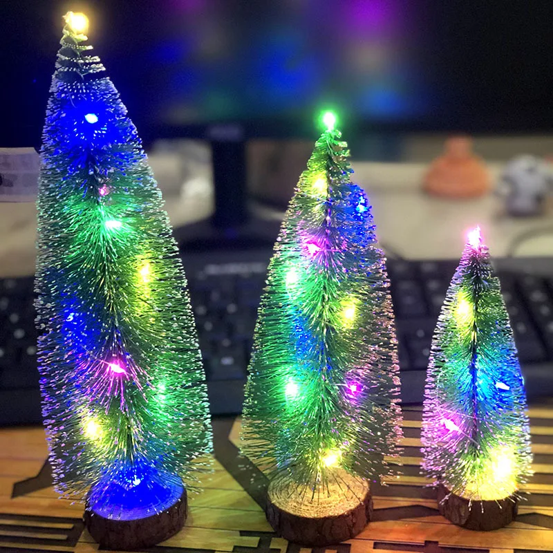 

Christmas Tree With Integrated Led Light Christmas 2021 Ornaments For Home 10/15/20CM Battery-Operated