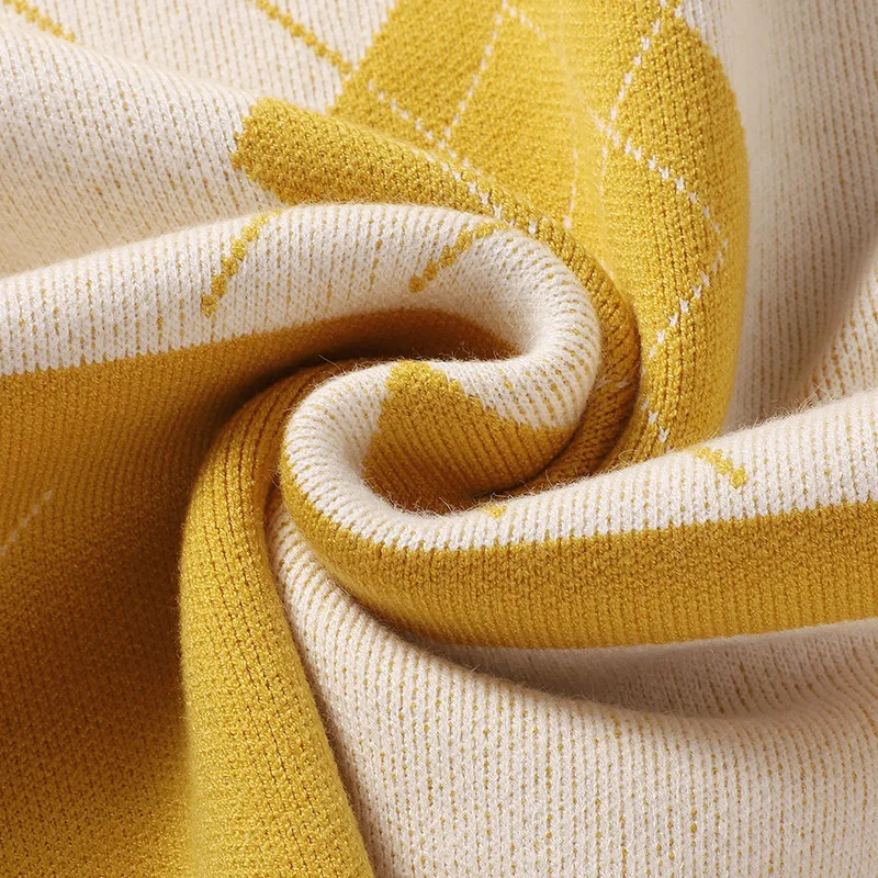 Повседневный клетчатый пуловер свободный свитер ретро ленивый ветер мода новый