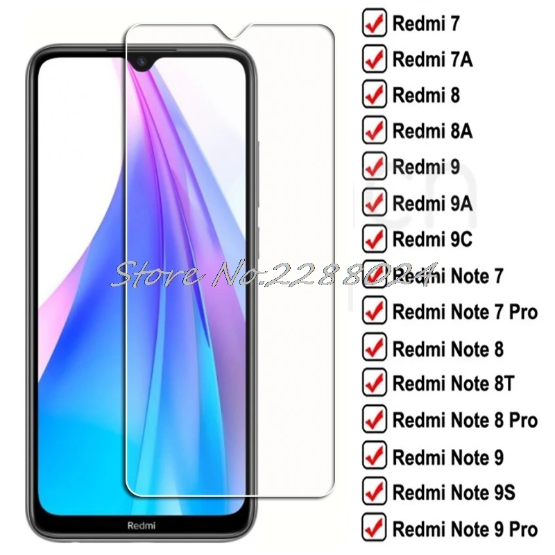 Закаленное стекло 9D для Xiaomi Redmi 9 9A 9T 9AT 9C 8 8A 7 7A Защитная пленка экрана Note7 Note8 Note 8T 9S