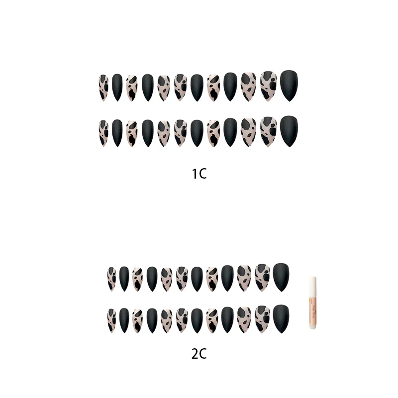 

24pcs/pack Beauty Leopard Print Medium Long Pointed Nail Patch Manicure Fake Nail Patch Nail Sticker