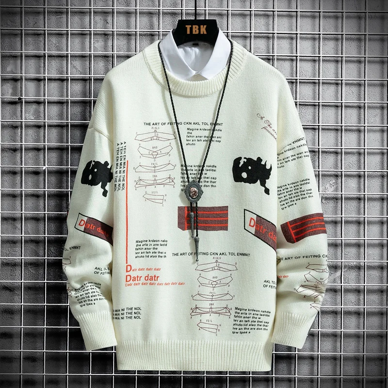 Пуловер мужской с вышивкой Ван Гога уличная одежда в стиле хип хоп вязаный