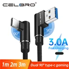 Кабель Usb Type-C под прямым углом 90 градусов, кабель 3 м, 2 м, кабель типа C для Xiaomi Mi 12, 11, Samsung Galaxy S22, S21, S20 Ultra, Note 20 Plus