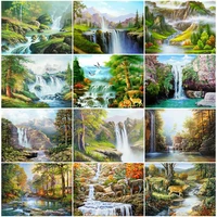 5d diy diamond painting full squareround drill waterfall diamond embroidery landscape natural picture mosaic wall decor