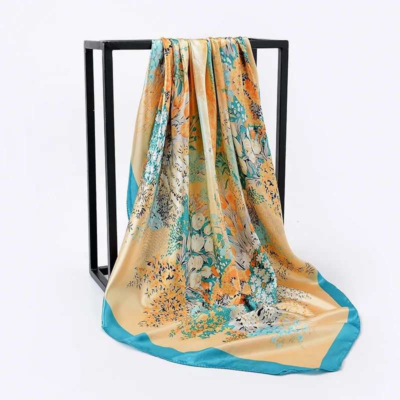 

Luxury Brand Spring Summer New Style Soft Silk Fabrics Silk Scarves 90CM Bandana Wholesale Fashion Scarf Women chiffon hijab