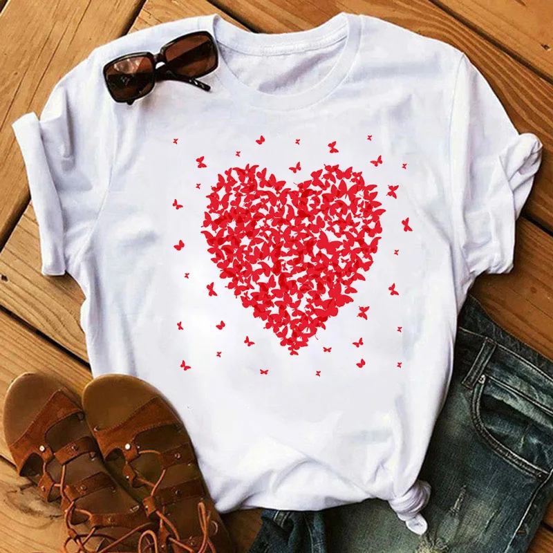 

Women T Shirt Butterfly Eyes Print Tops Tee Casual Short Sleeve T-shirt Female Harajuku Cute Tee Shirts 90s Girls Cute T-shirts