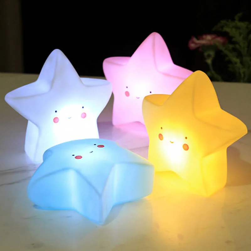 

4 Colors Star LED Night Light Creative Bedroom Decoration Light Baby Feeding Lamp Bedside Night Light Children's Luminous Toy