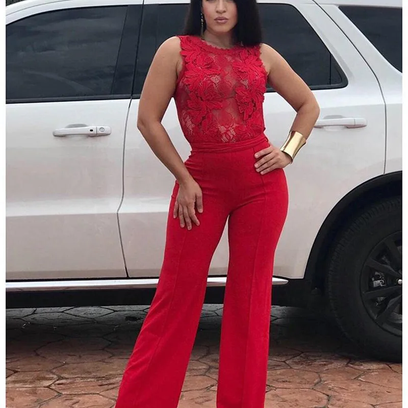 Женский элегантный комбинезон женский сексуальный летний с кружевной