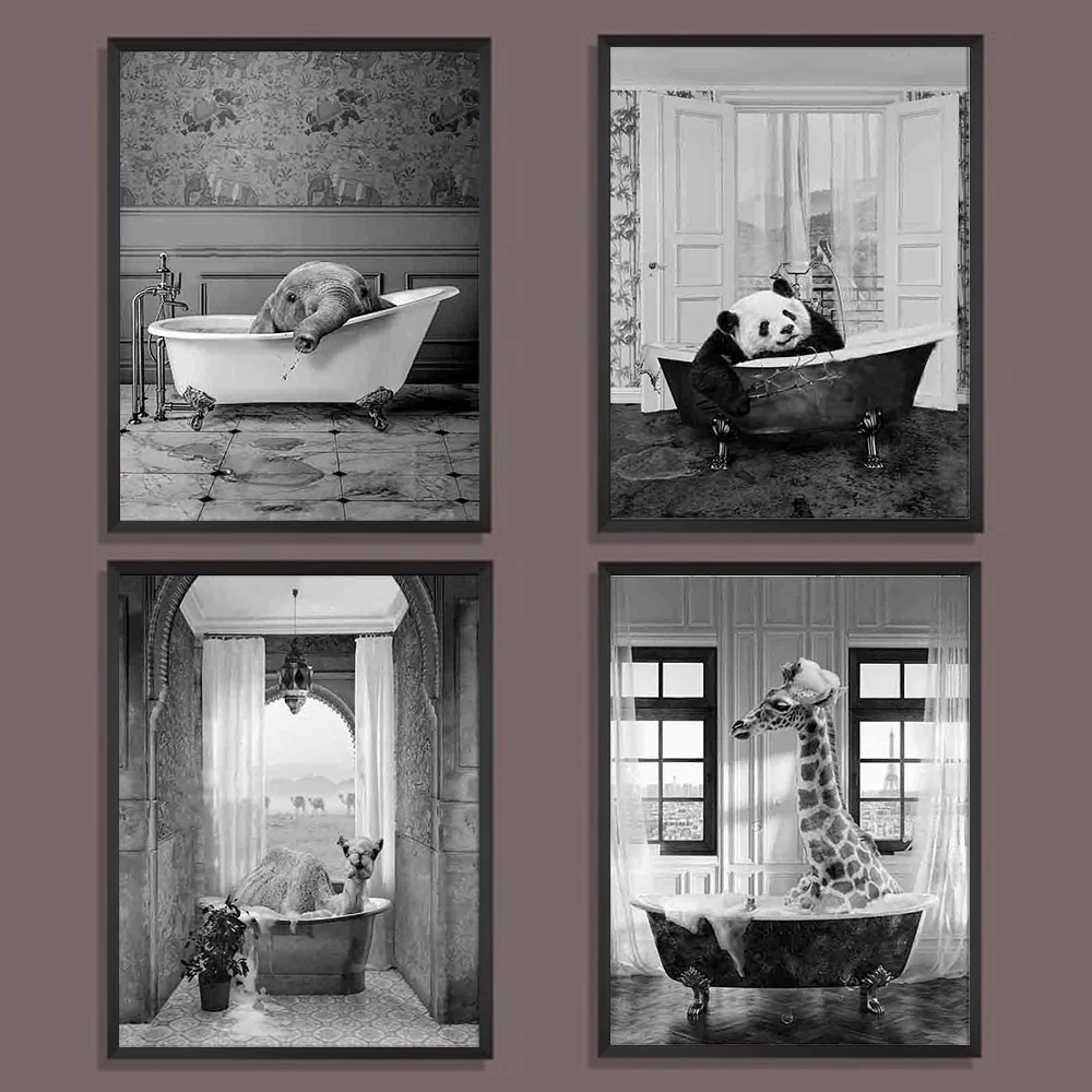 Настенная картина в скандинавском стиле с изображением панды ванной настенные