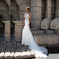 latest unique white lace mermaid bridal wedding gowns jewel neck cap sleeves bride wedding dresses cut out back 2021 on sale