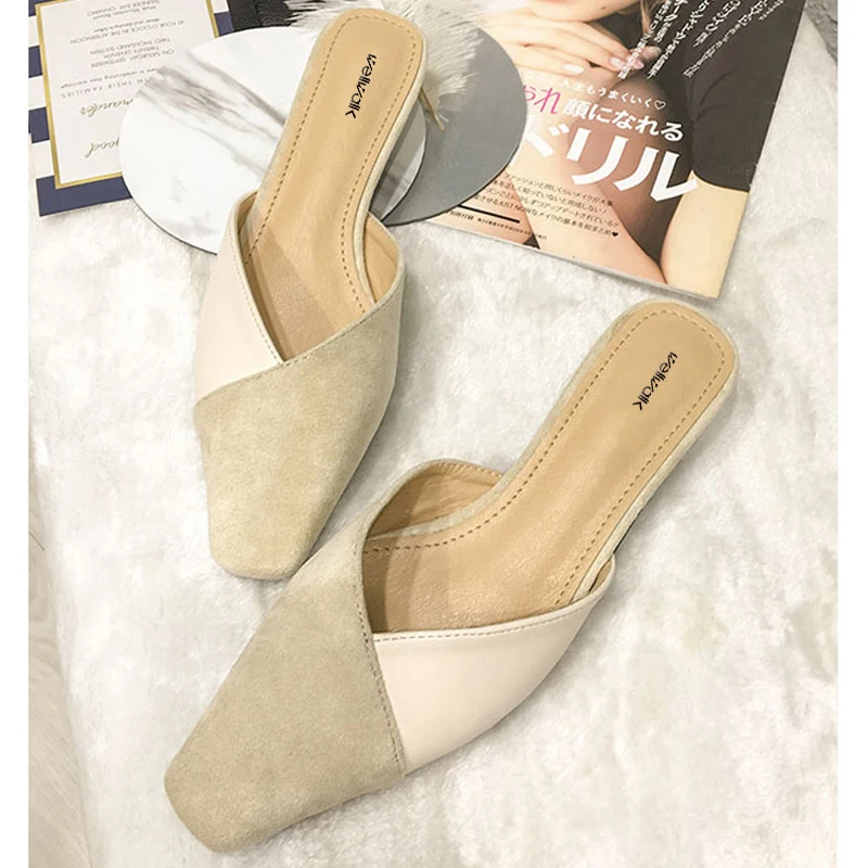 Модные шлепанцы женская обувь на каблуке в стиле пэчворк выразительный стиль