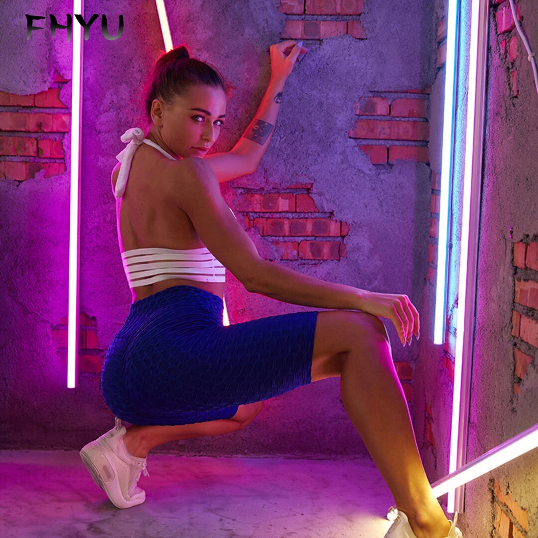 

FHYU Women Summer Cycling Bike Stretch Basic Hip Up High Waist Quick-Drying Fitness Short Sexy High Stretch Sport Shorts S-XL