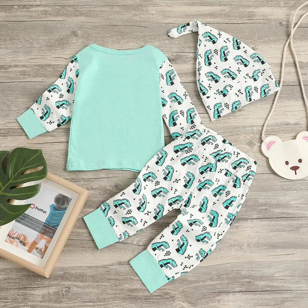 PatPat одежды из 3 предметов комплект с изображением динозавров в зеленом цвете