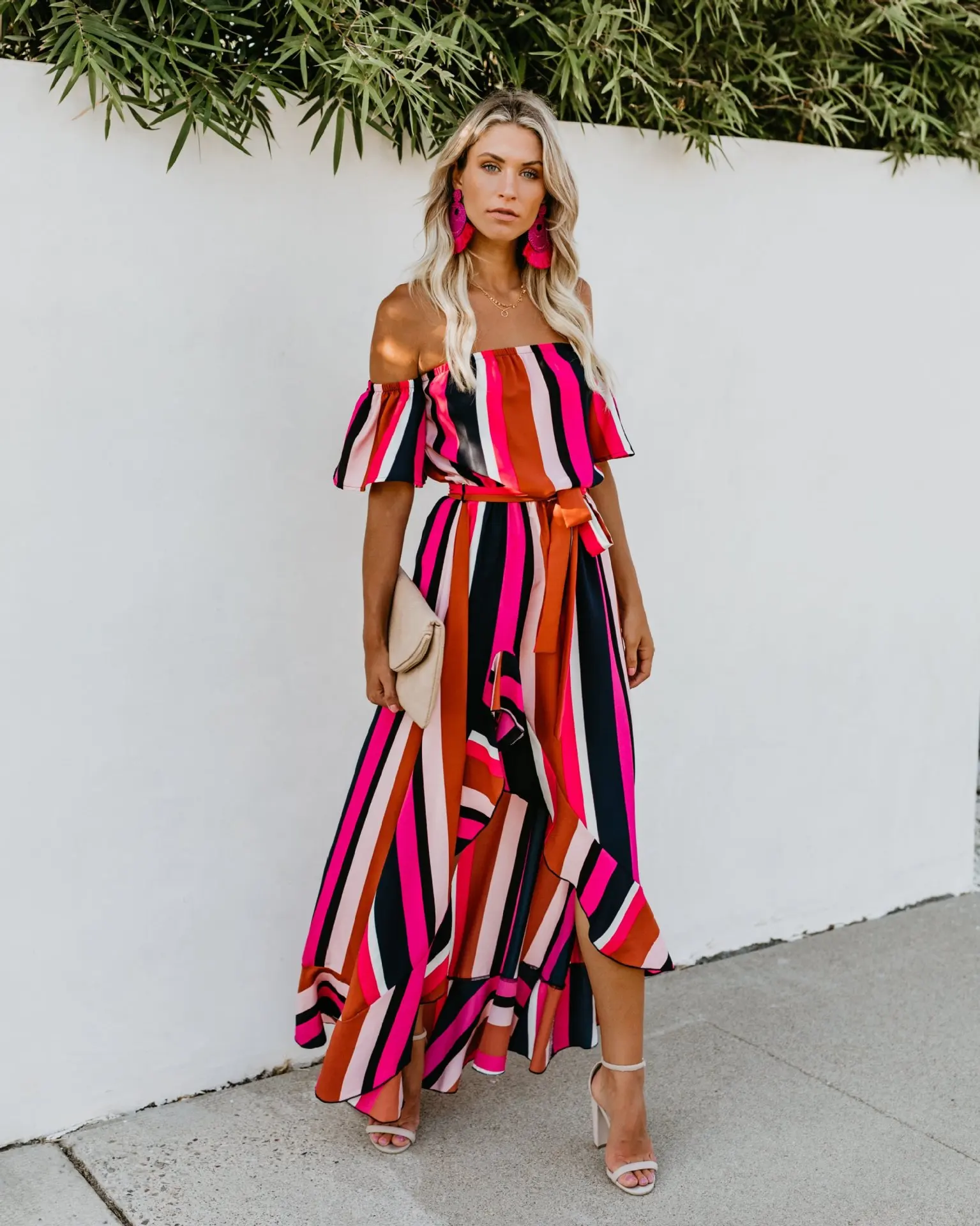 Сексуальное платье с открытыми плечами Асимметричное Платье принтом в