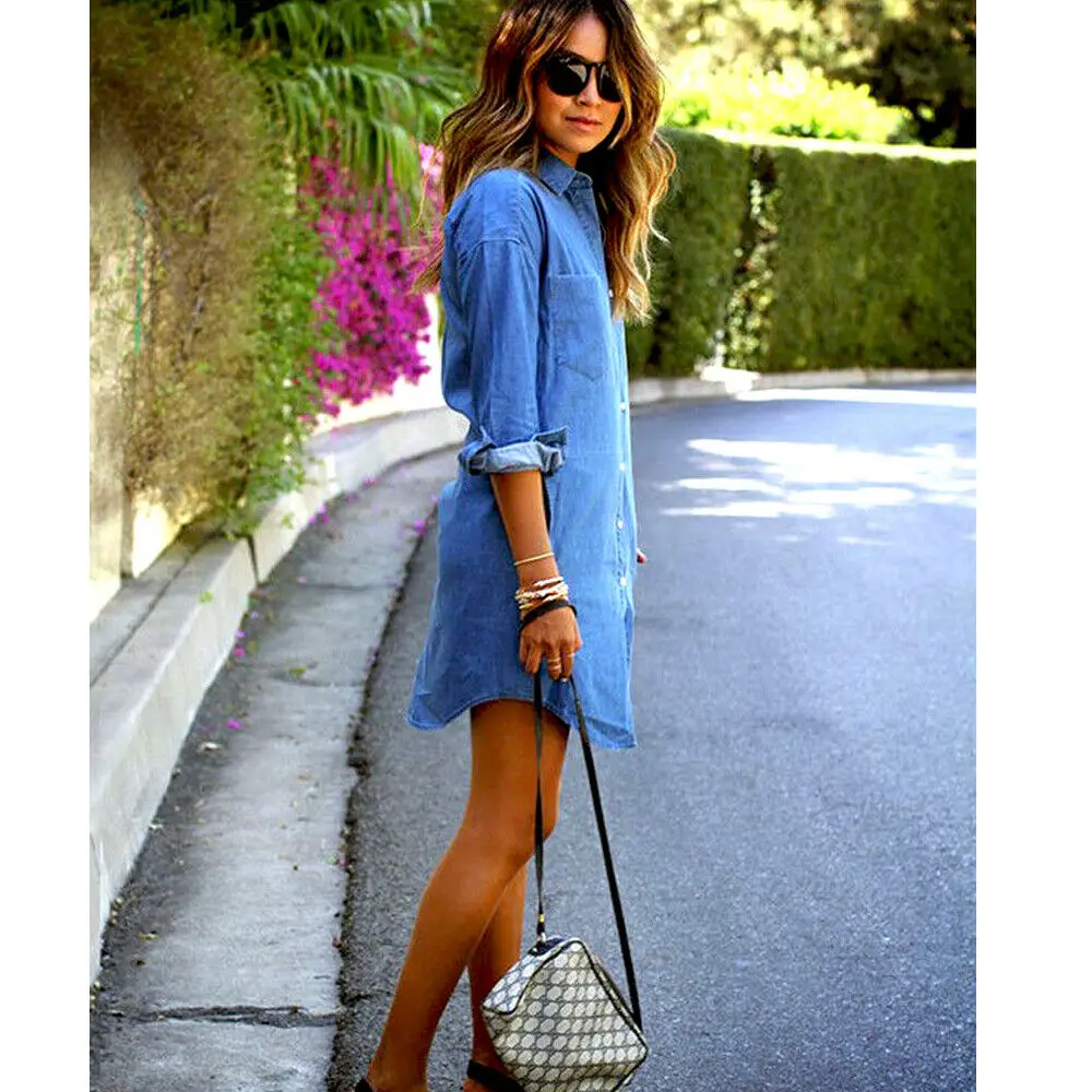 Повседневная Женская свободная туника с длинным рукавом топы рубашка на