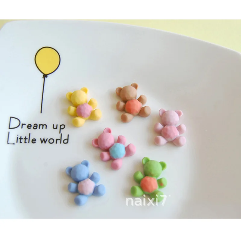 

10Pcs Resin Colorful Bear Decoration Crafts Flatback Cabochon Embellishments For Scrapbooking Diy Accessories Jewelry Making